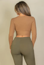 Load image into Gallery viewer, Ribbed Wrap Front Long Sleeve Top
