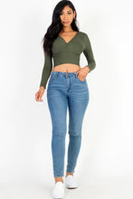 Load image into Gallery viewer, Ribbed Wrap Front Long Sleeve Top
