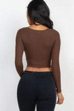 Load image into Gallery viewer, Ribbed Wrap Front Long Sleeve Top
