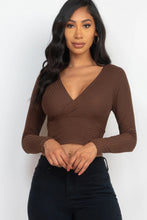 Load image into Gallery viewer, Ribbed Wrap Front Long Sleeve Top
